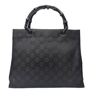 Gucci GG monogram shopper tote bamboo triple compartment large black vintage